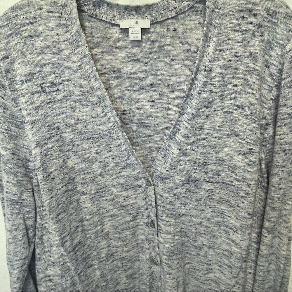 J. Jill Blue/Gray Women's Cardigan Sweater Size Large Petite